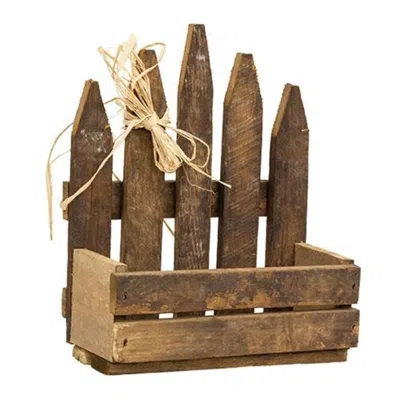 Homegifo Rustic Lath Picket Planter In Brown