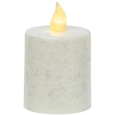 Homegifo Rustic White Flame Timer Pillar 2.25" X 2.5" In Gray