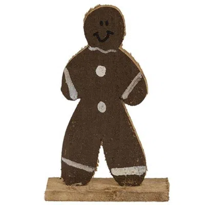 Homegifo *rustic Wood Baby Gingerbread Man On Base In Brown
