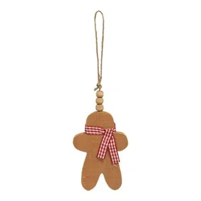 Homegifo Rustic Wood Beaded Gingerbread Ornament In Brown
