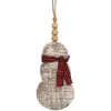Homegifo Rustic Wood Beaded Snowman W/scarf Ornament