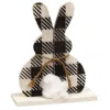 Homegifo *rustic Wood Buffalo Check Cottontail Bunny On Base