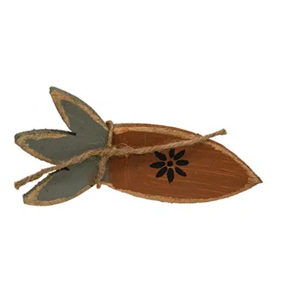 Homegifo Rustic Wood Flower Painted Carrot In Brown