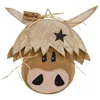 Homegifo Rustic Wood Hanging Welcome Highland Cow Head