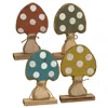 Homegifo Rustic Wood Mushroom On Base 4 Asstd.