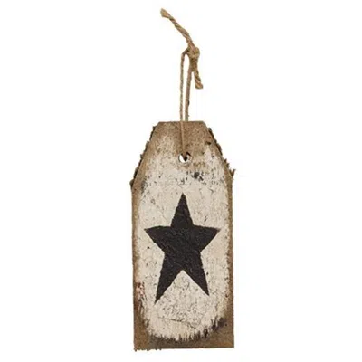 Homegifo Rustic Wood White Tag W/black Star In Neutral