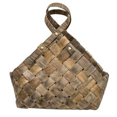 Homegifo Rustic Woven Gathering Basket W/loop Handles In Brown