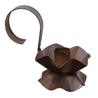 Homegifo Rusty Flower Taper Holder In Brown