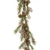 Homegifo Rusty Glitter Bell & Snowflake Pine Garland 4ft