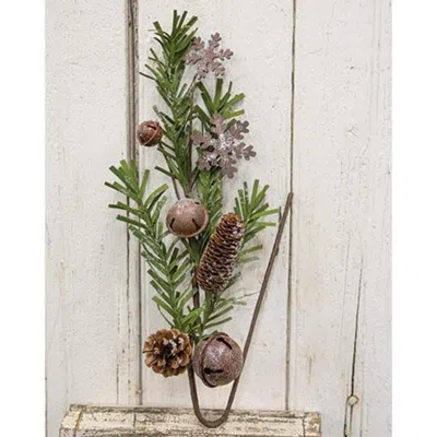 Homegifo Rusty Glitter Bell & Snowflake Pine Spray 24" In Purple