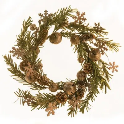 Homegifo Rusty Glitter Bell & Snowflake Pine Wreath In Multi