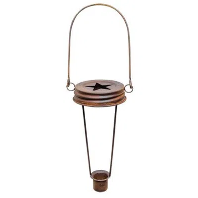 Homegifo Rusty Jar Lid Taper Holder In Brown