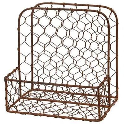 Homegifo Rusty Metal Chicken Wire Napkin Holder In Brown