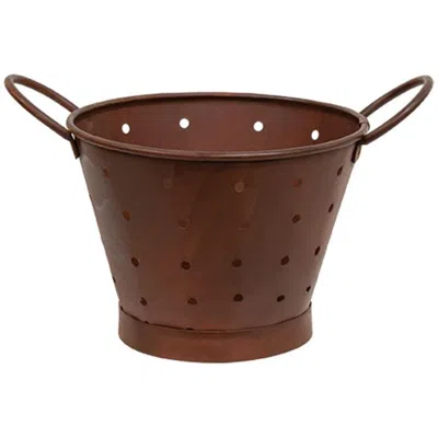 Homegifo Rusty Metal Colander In Brown