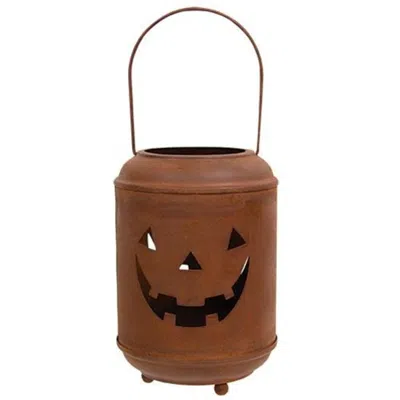 Homegifo Rusty Metal Jack O Lantern Luminary In Brown
