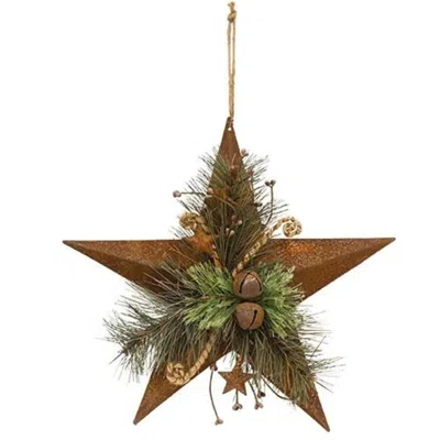 Homegifo Rusty Metal Woodland Pine Star In Multi