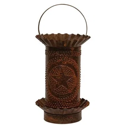 Homegifo Rusty Mini Tart Warmer W/punched Stars In Brown