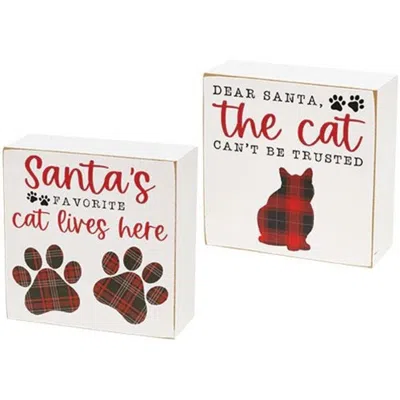 Homegifo Santa's Favorite Cat Box Sign 2 Asstd. In White