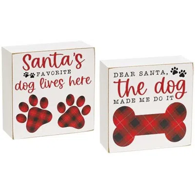 Homegifo Santa's Favorite Dog Box Sign 2 Asstd. In Red