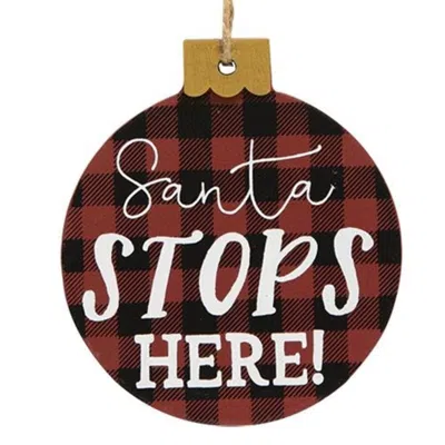 Homegifo *santa Stops Here Ornament 3 Asstd. In Multi