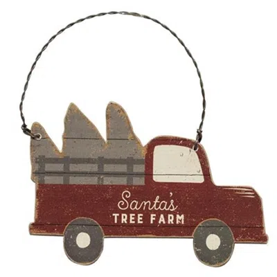 Homegifo Santa's Tree Farm Truck Ornament In Burgundy
