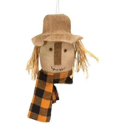 Homegifo Scarecrow Head Hanger With Orange & Black Scarf In Multi