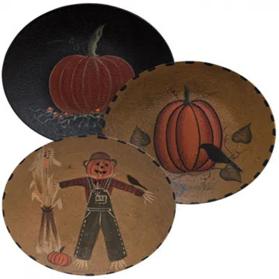 Homegifo Scarecrow Or Pumpkin Plate 3 Asstd. In Multi