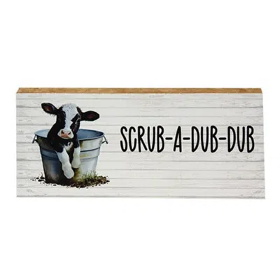Homegifo Scrub-a-dub-dub Baby Cow Block In Neutral