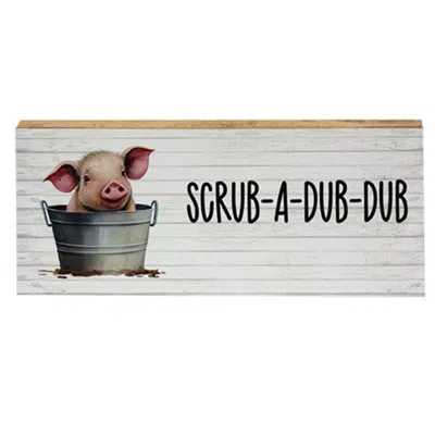 Homegifo Scrub-a-dub-dub Baby Pig Block In White