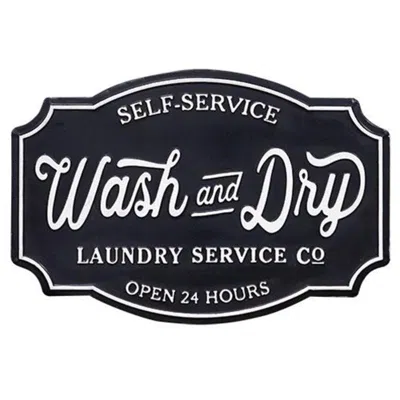 Homegifo *self Service Wash And Dry Laundry Farmhouse Metal Sign In Blue
