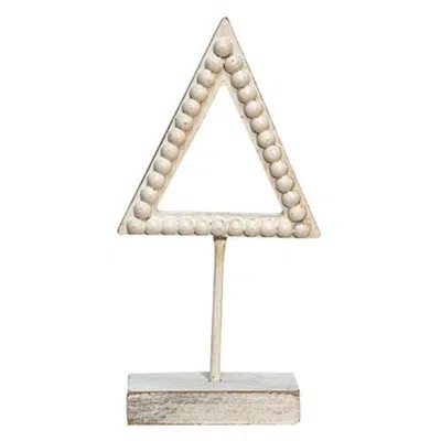 Homegifo *shabby Chic Beaded Christmas Tree On Base 10" In Neutral