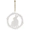 Homegifo Shabby Chic Metal Hanging Bunny In Wreath