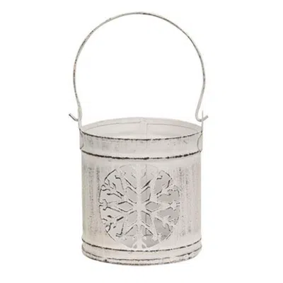 Homegifo Shabby Chic Metal Snowflake Votive Lantern In White