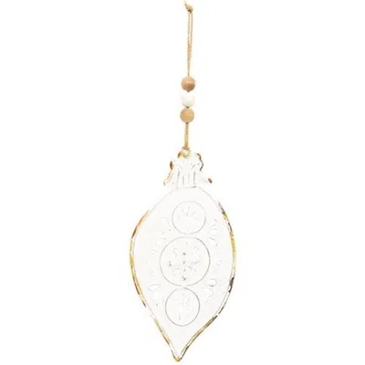 Homegifo *shabby Chic Metal Teardrop Ornament In White