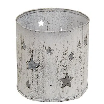 Homegifo Shabby Chic Star Punched Votive Holder In White