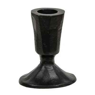Homegifo Short Carved Black Taper Holder 3.25"