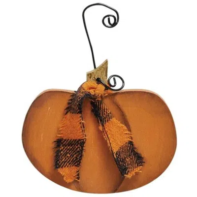 Homegifo Short Pumpkin Ornament W/ribbon In Brown