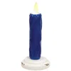 Homegifo Silicone Dipped Midnight Blue Taper On Distressed White Wood Base