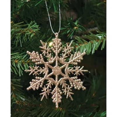 Homegifo Silver Glitter Snowflake Ornament 3" In Gold