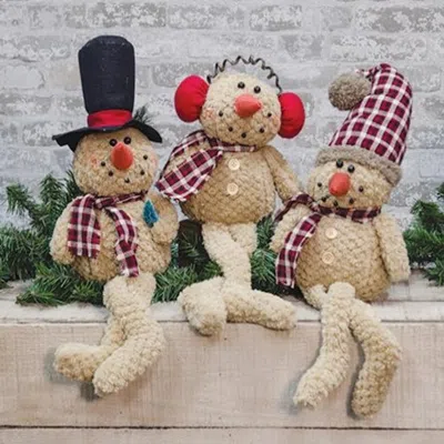Homegifo Sitting Chenille Snowman 3 Asstd. In Neutral