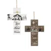 Homegifo Slatted Wood Hanging Nativity Cross 2 Asstd.