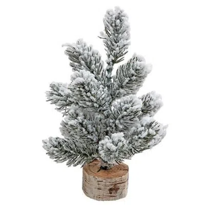 Homegifo Sm Flocked Tree With Stump In White