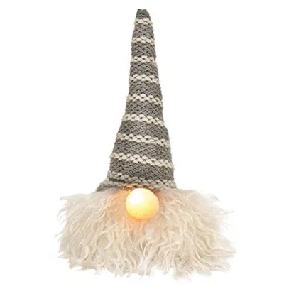 Homegifo *sm Grey Hat Santa Gnome W/led Light Nose In Gray