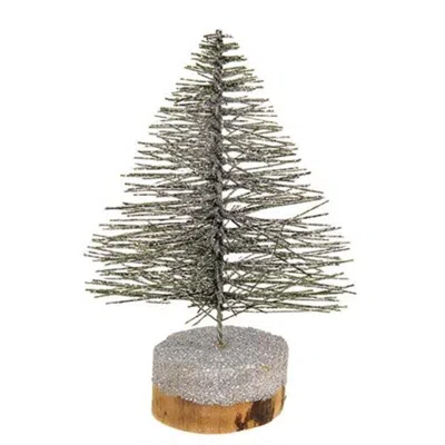 Homegifo *small Flat Bottle Brush Tree In Gray