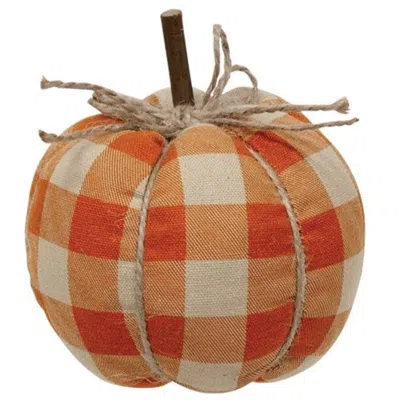 Homegifo Small Orange Buffalo Check Pumpkin