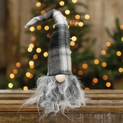 Homegifo Small Plush Black/white Plaid Santa Gnome In Gray