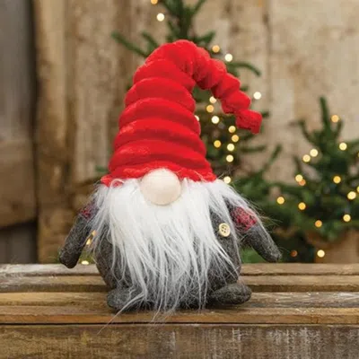 Homegifo Small Plush Red/dk Gray Plaid Santa Gnome W/red Hat In Blue