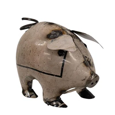 Homegifo Small White Vintage Metal Pig In Neutral