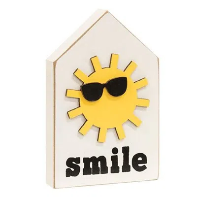 Homegifo Smile Sunshine W/sunglasses Block Sitter In White