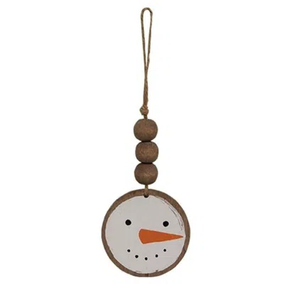 Homegifo Smiling Snowman Beaded Ornament In Brown